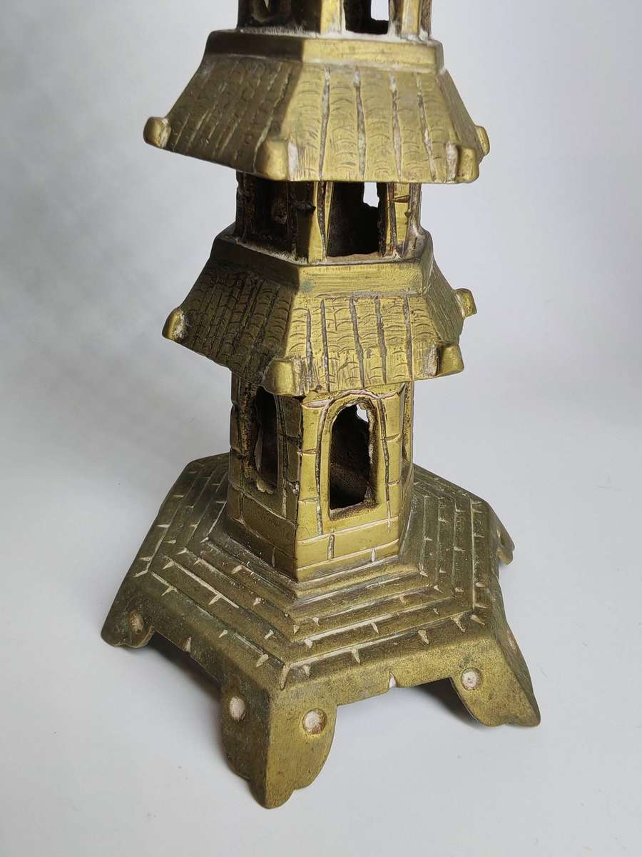 Vintage Antique Pagoda Incense burner China Brass