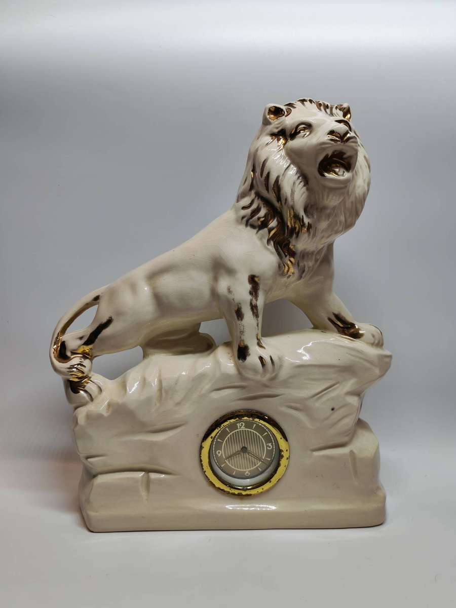Porcelain Lion Clock Figure!!! (NOT Working)