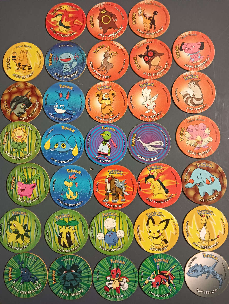 Pokemon Tazos from the world of Jotho