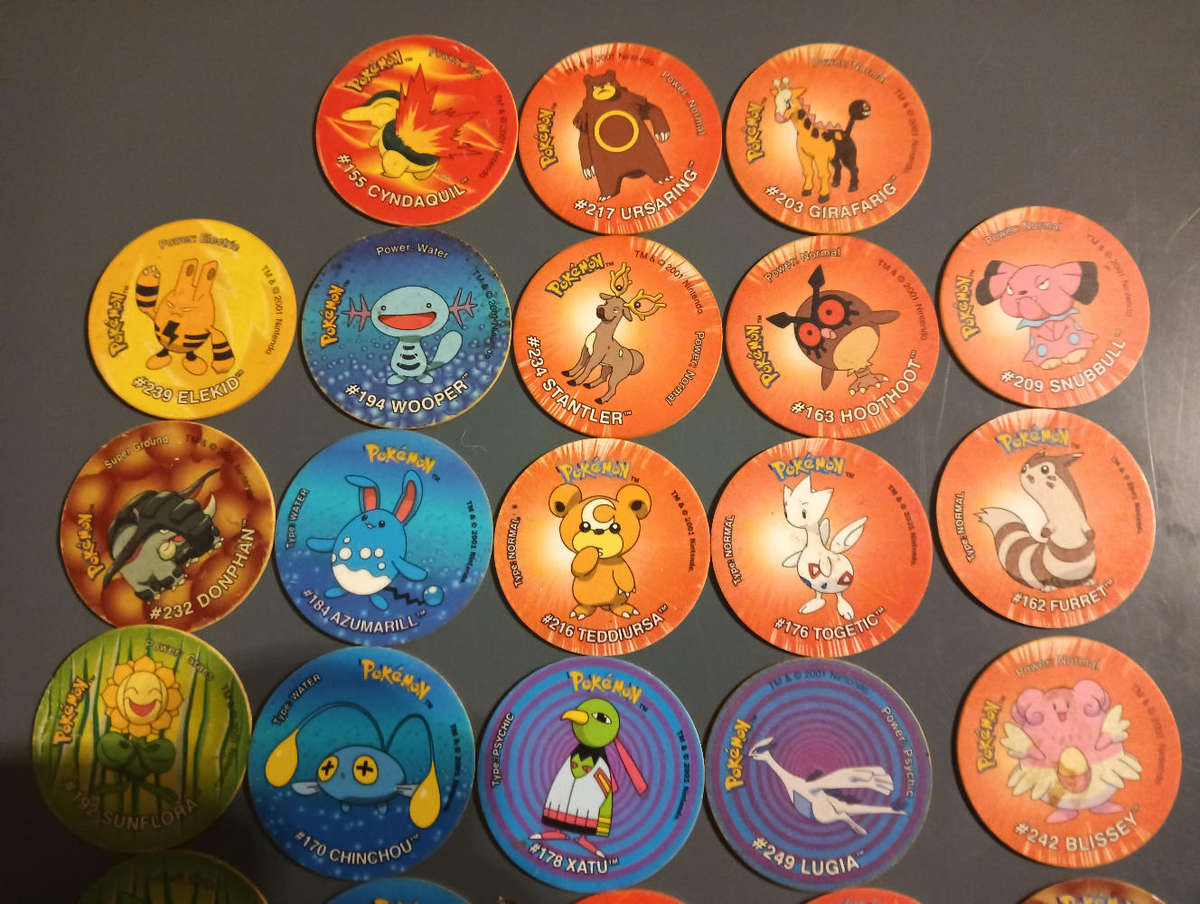 Pokemon Tazos from the world of Jotho