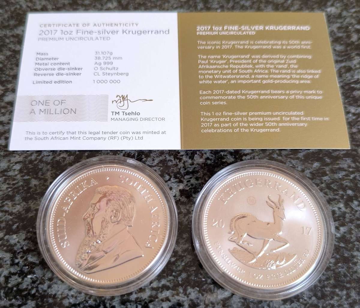 1 oz Krugerrand Silver coin Anniversary Edition 2017 - Premium Uncirculated ('Proof-like')