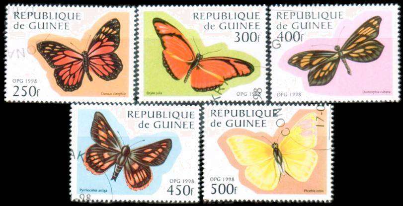 GUINEA - 1998 - BUTTERFLIES - F/S - 5 V - USED