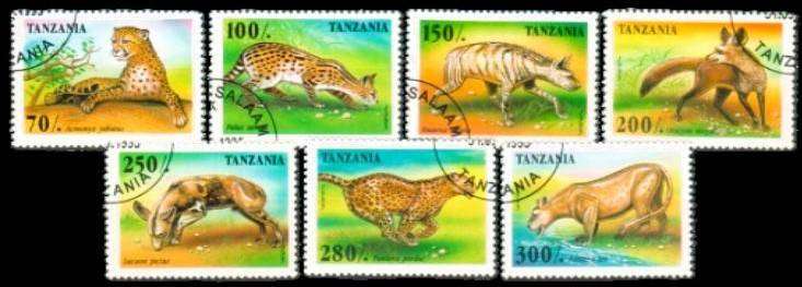 TANZANIA - 1995 - AFRICAN PREDATORS - F/S - 7 V - USED