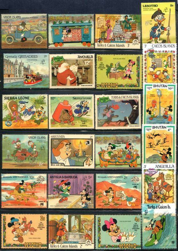 24 DISNEY STAMP COLLECTION - ALL LISTED IN SG CAT - ALL UNMOUNTED MINT - LOT 7