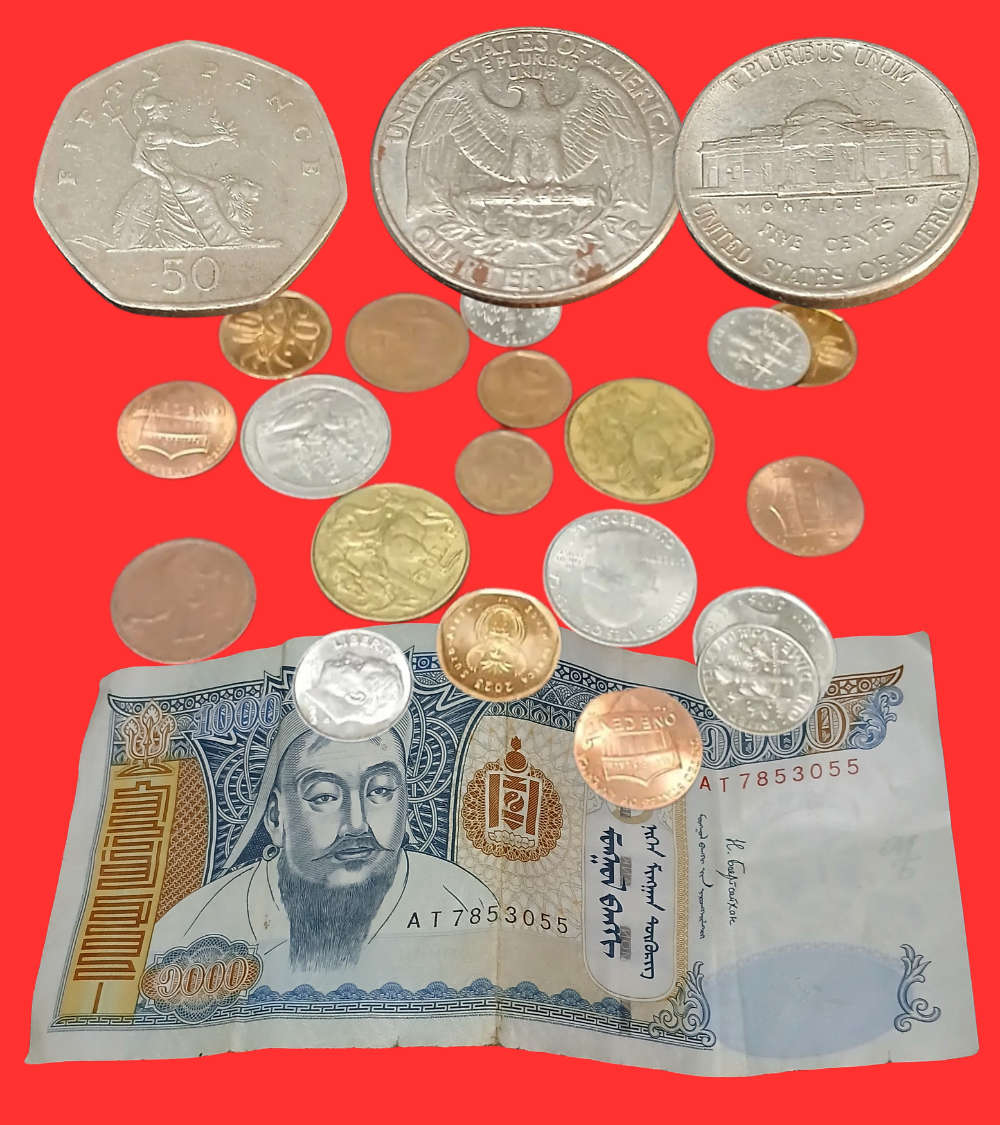 1997 Elizabeth II D.G. REG. F.D. 50 Pence Coin RARE + extra coins &  Mongolia 1000 Tugrik 2017 note
