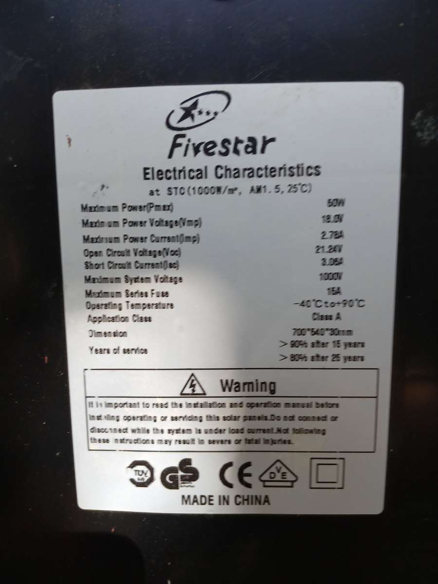 Fivestar 50w solar panel