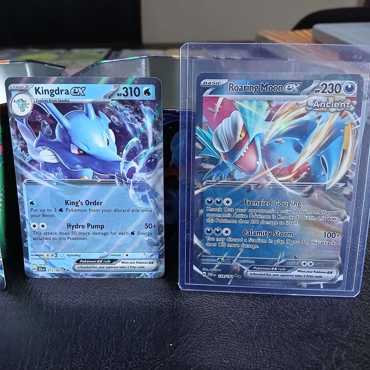 Pokemon card collection 106 cards & 2 tins & tokens (PLUS mystery pack of cards)