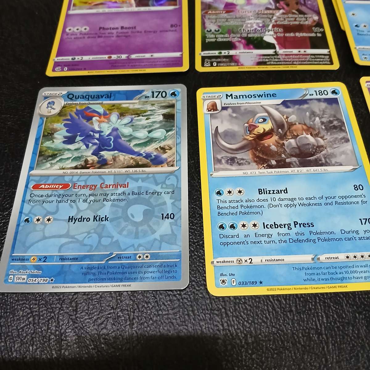 Pokemon card collection 106 cards & 2 tins & tokens (PLUS mystery pack of cards)