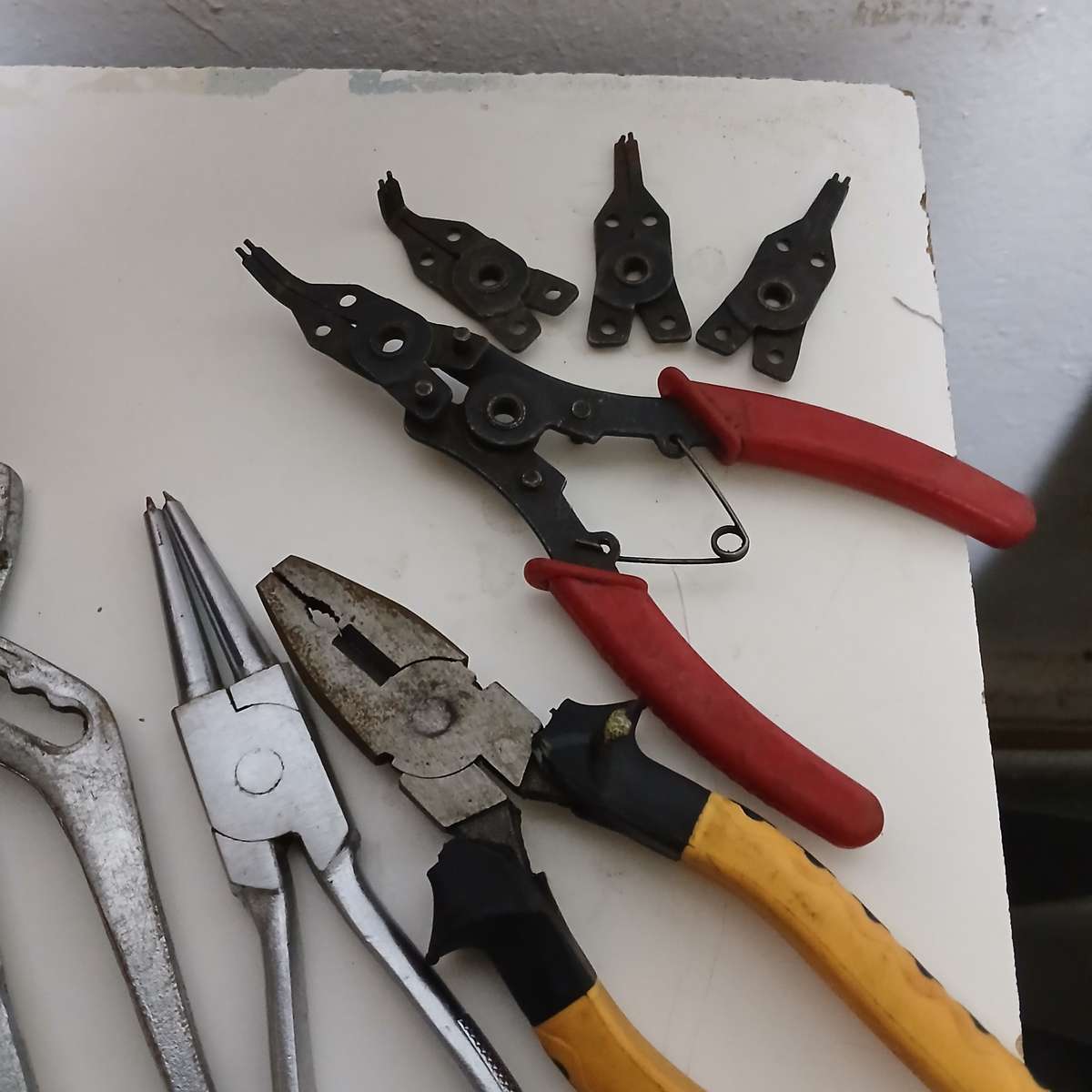 toolbox with various hand tools.