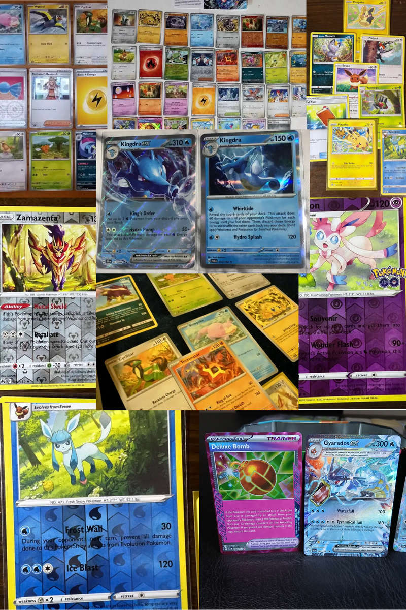 Pokemon card collection 106 cards & 2 tins & tokens (PLUS mystery pack of cards)
