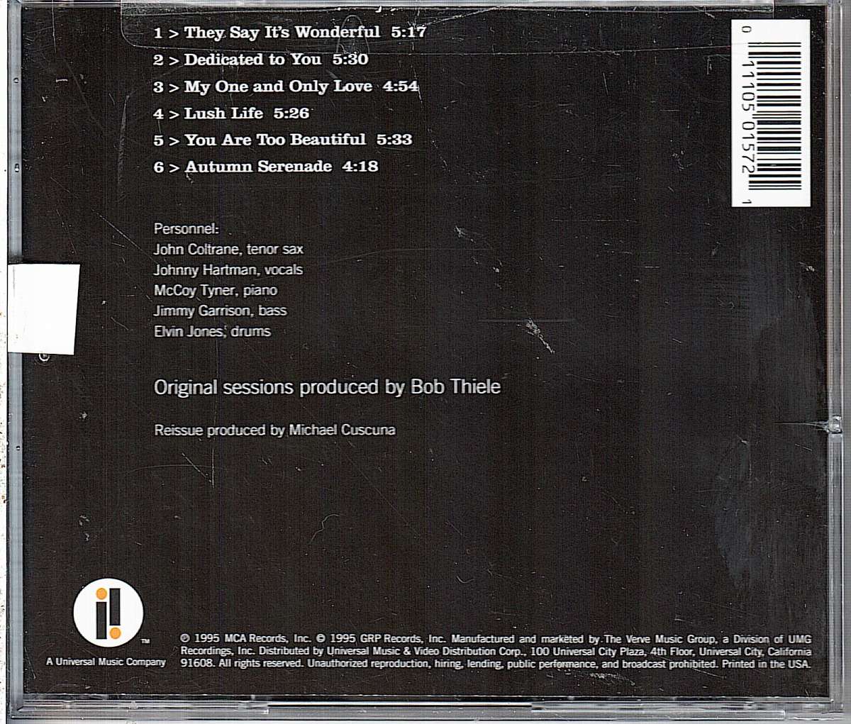 John Coltrane and Johnny Hartman - John Coltrane and Johnny Hartman CD