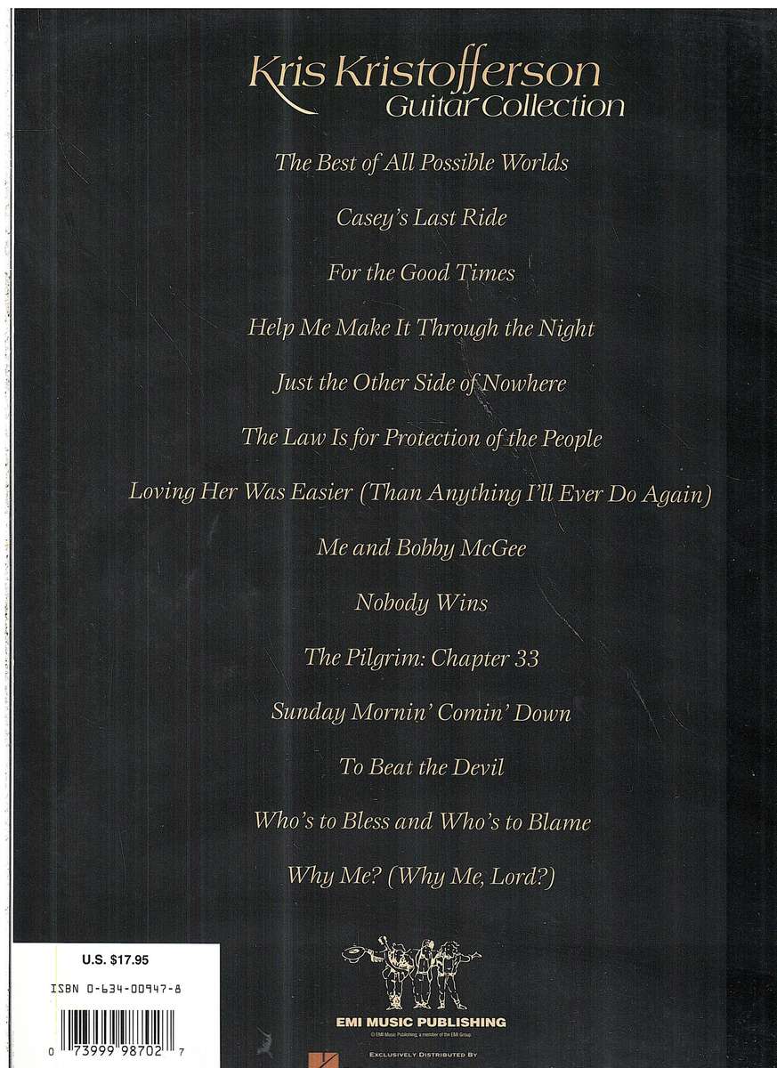 Kris Kristofferson Guitar Collection (Guitar | Vocal | TAB)