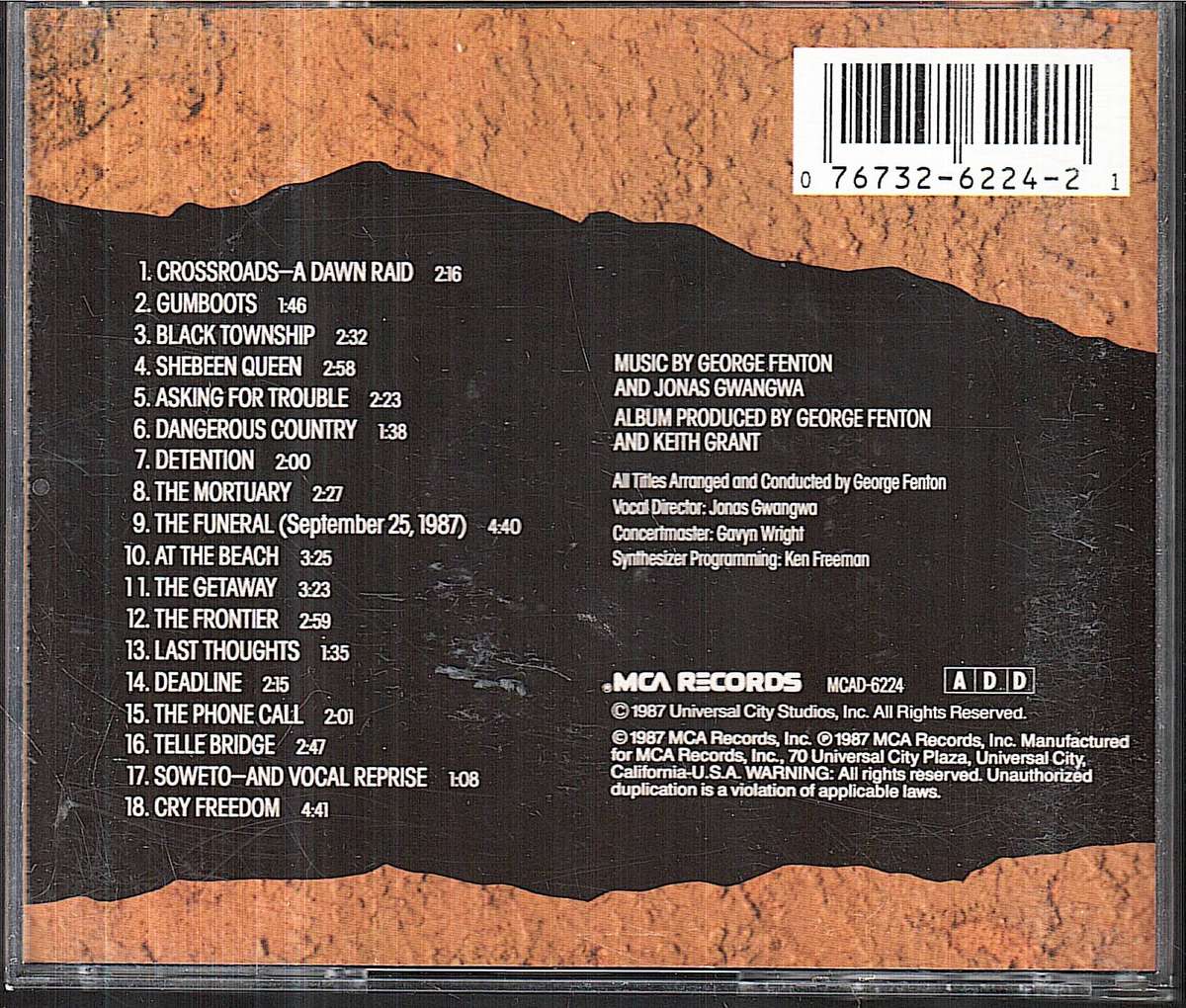 George Fenton and Jonas Gwangwa - Cry Freedom Original Motion Picture Soundtrack CD