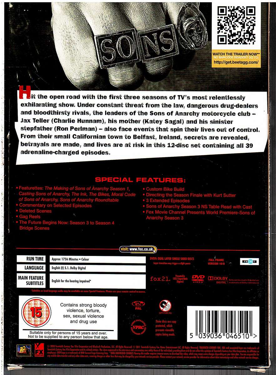 Sons of Anarchy Complete Seasons 1-3 DVD Boxset