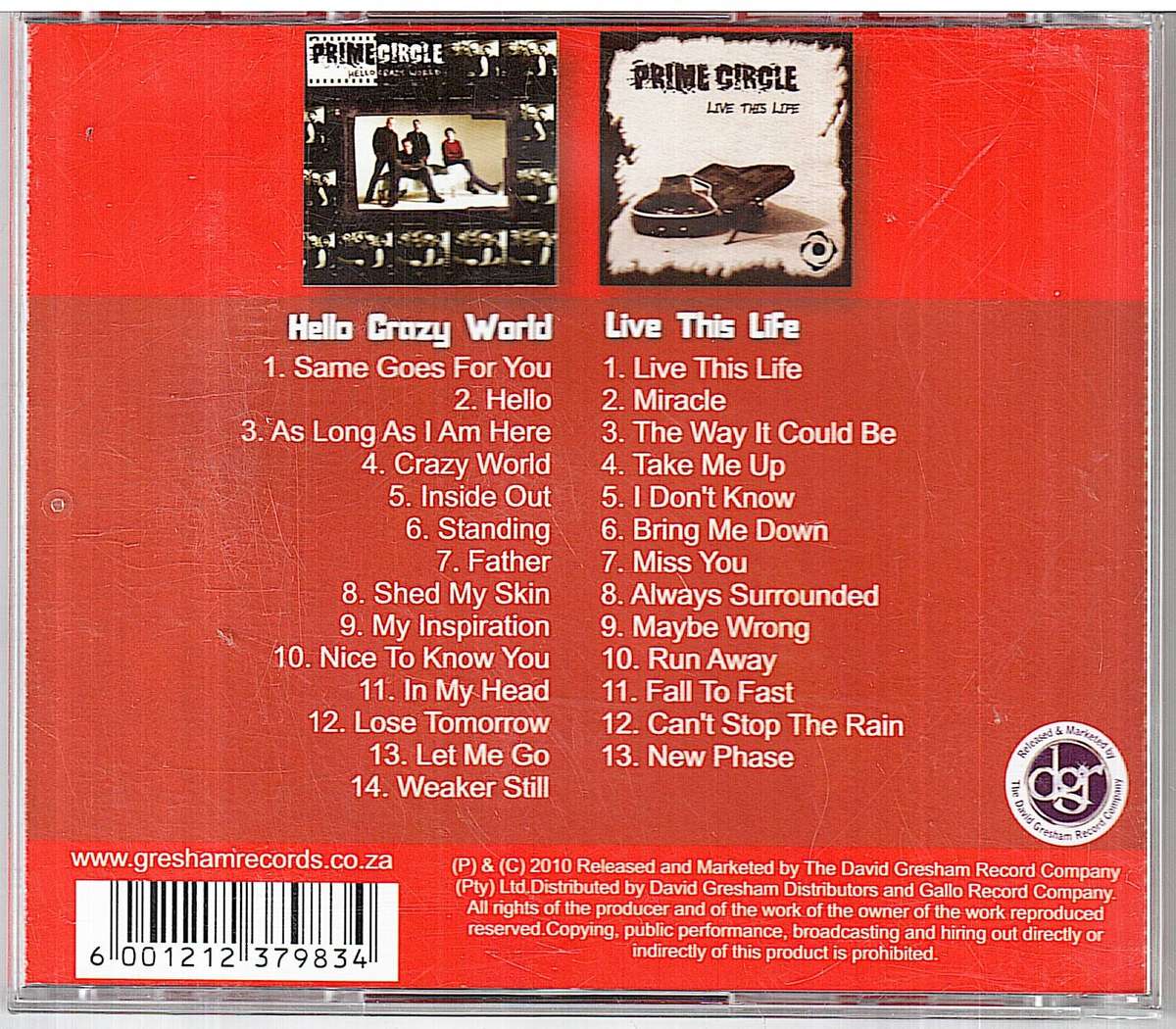 Prime Circle - Hello Crazy World / Live This Life Double disc 2xCD