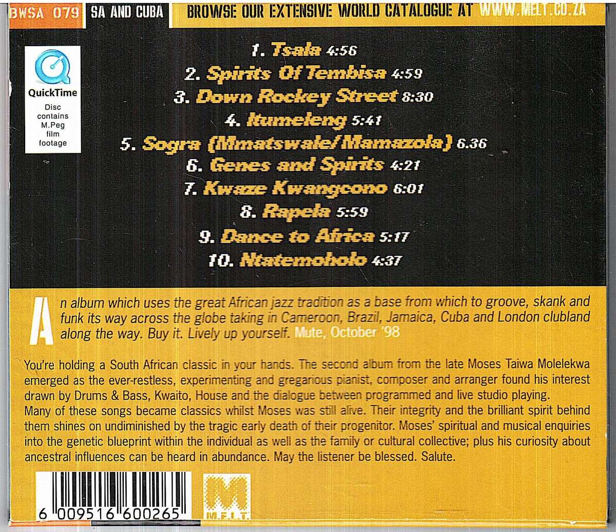 Moses Taiwa Molelekwa - Genes and Spirits CD in cardboard slipcase