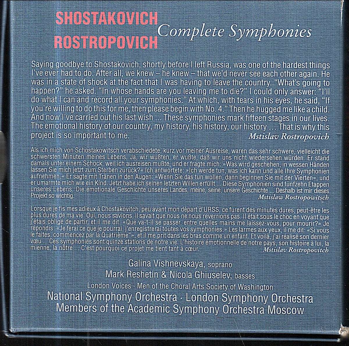 Dmitri Shostakovich: Complete Symphonies - Mstislav Rostropovich (Cond.) 12 CD Box