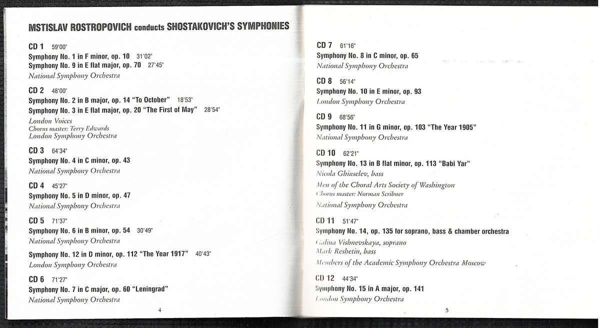 Dmitri Shostakovich: Complete Symphonies - Mstislav Rostropovich (Cond.) 12 CD Box