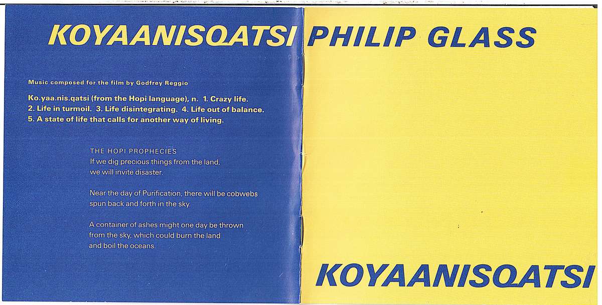 Philip Glass - Koyaanisqatsi (Music composed for the film by Godfrey Reggio) CD