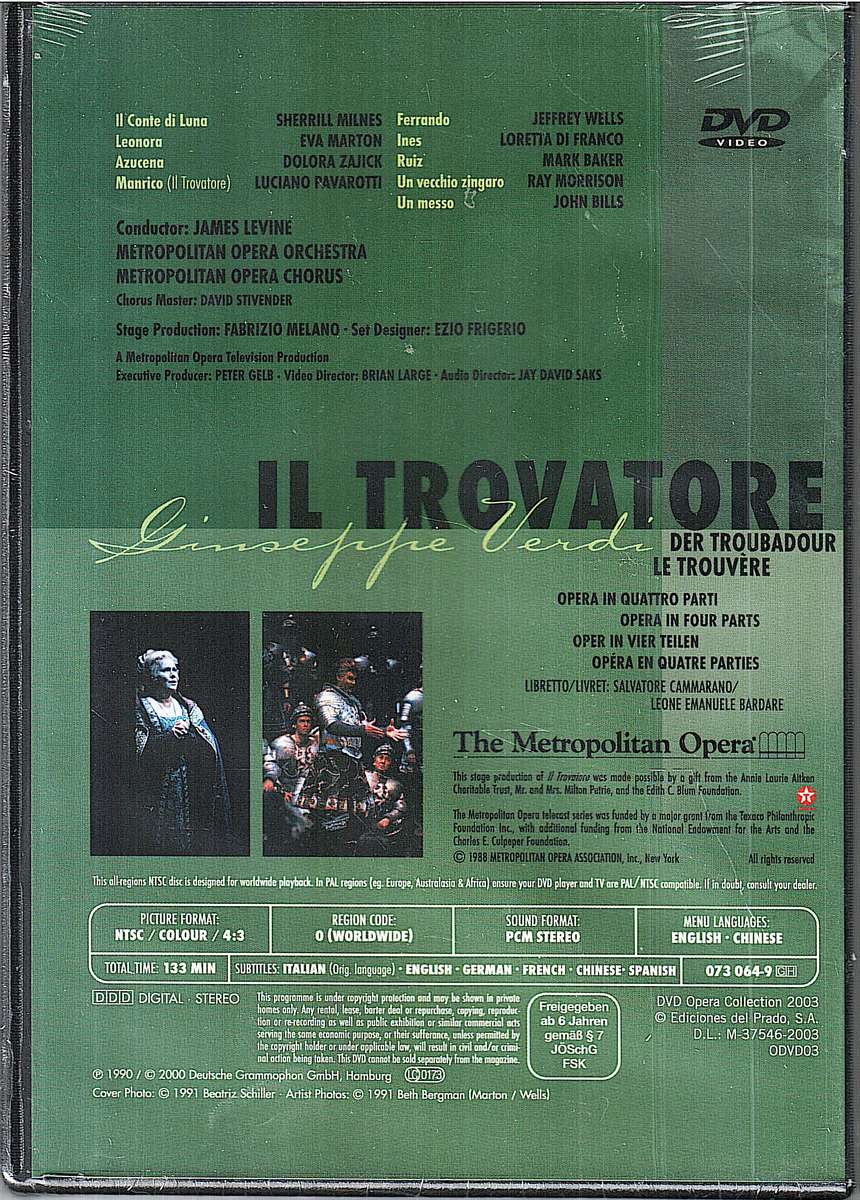 Verdi: Il Trovatore - Eva Marton, Luciano Pavarotti, Metropolitan Opera, James Levine DVD