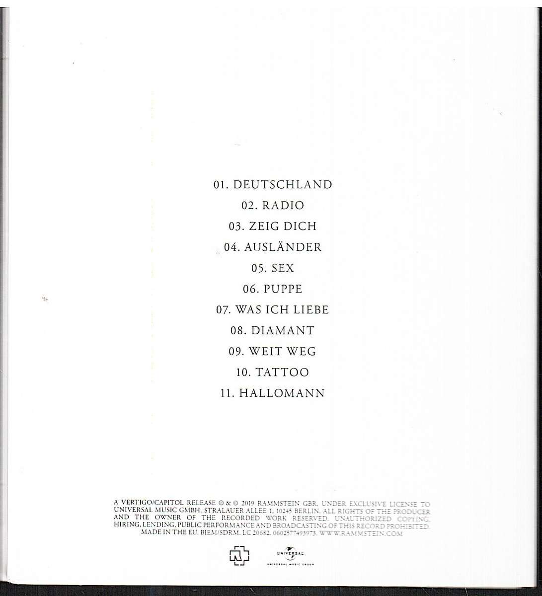 Rammstein - Untitled CD Digipak