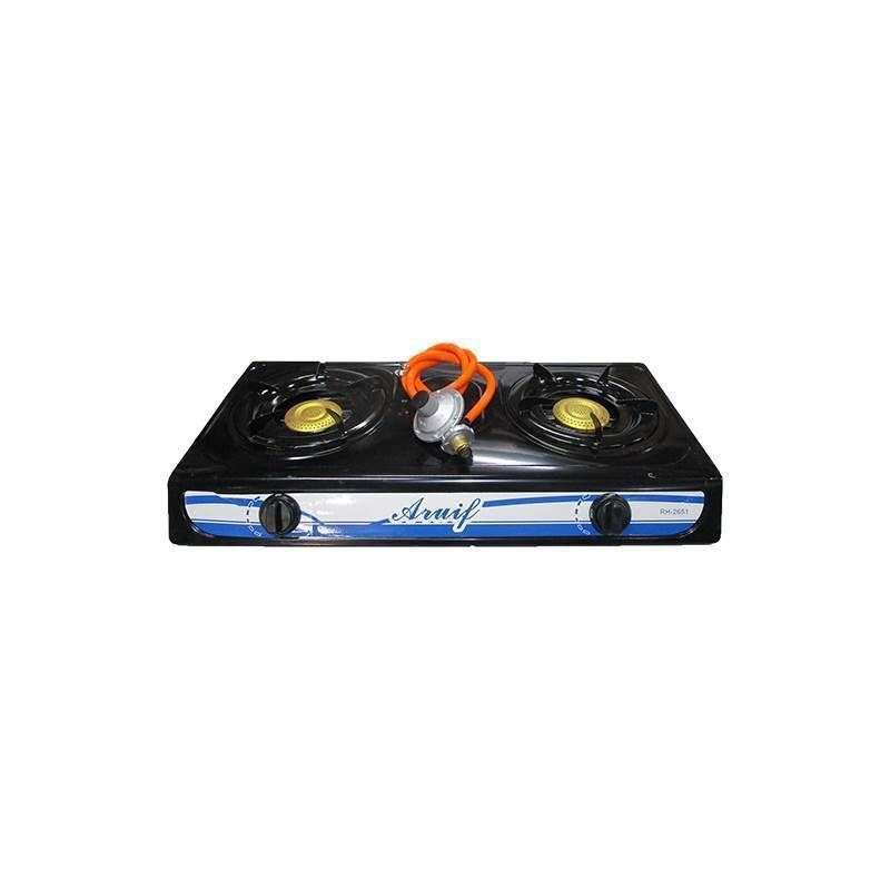 Aruif 2 Plate Gas Stove Steel Black