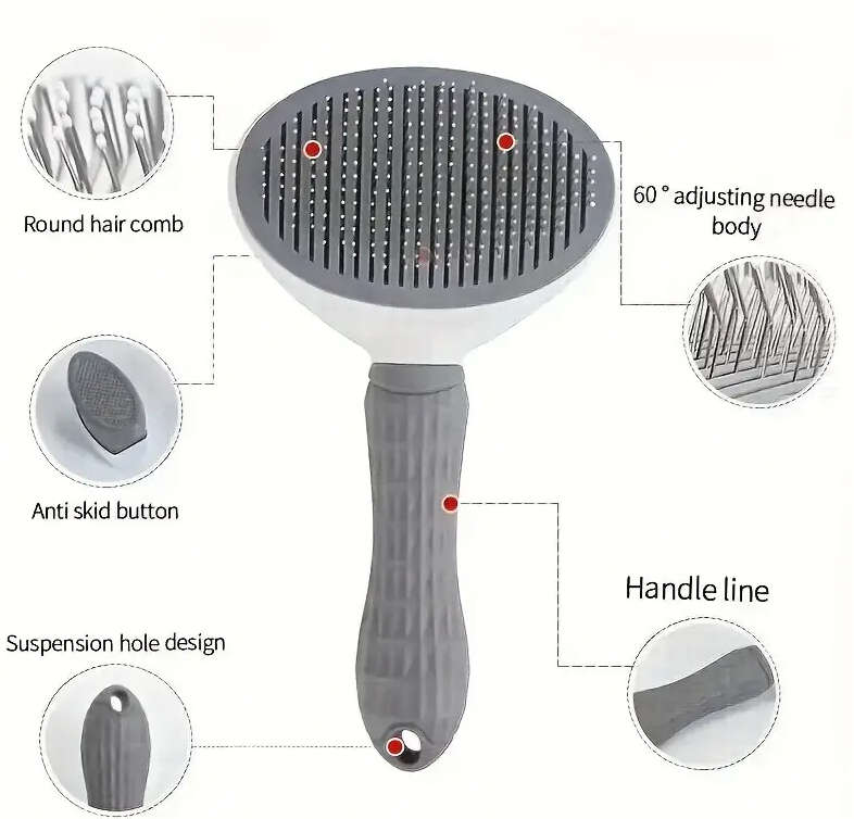 2-in-1 Dog Grooming Brush and Fur Remover - Stainless Steel Comb for Easy Cleaning