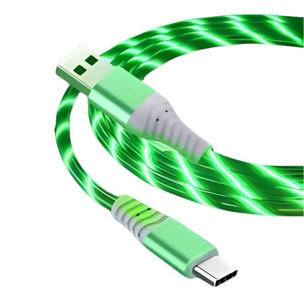 3 Pack USB to Type C cable with flowing luminous LED