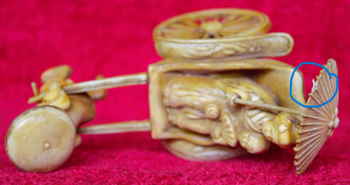 Vintage Japanese Celluloid Geisha Girl Rickshaw Figurine