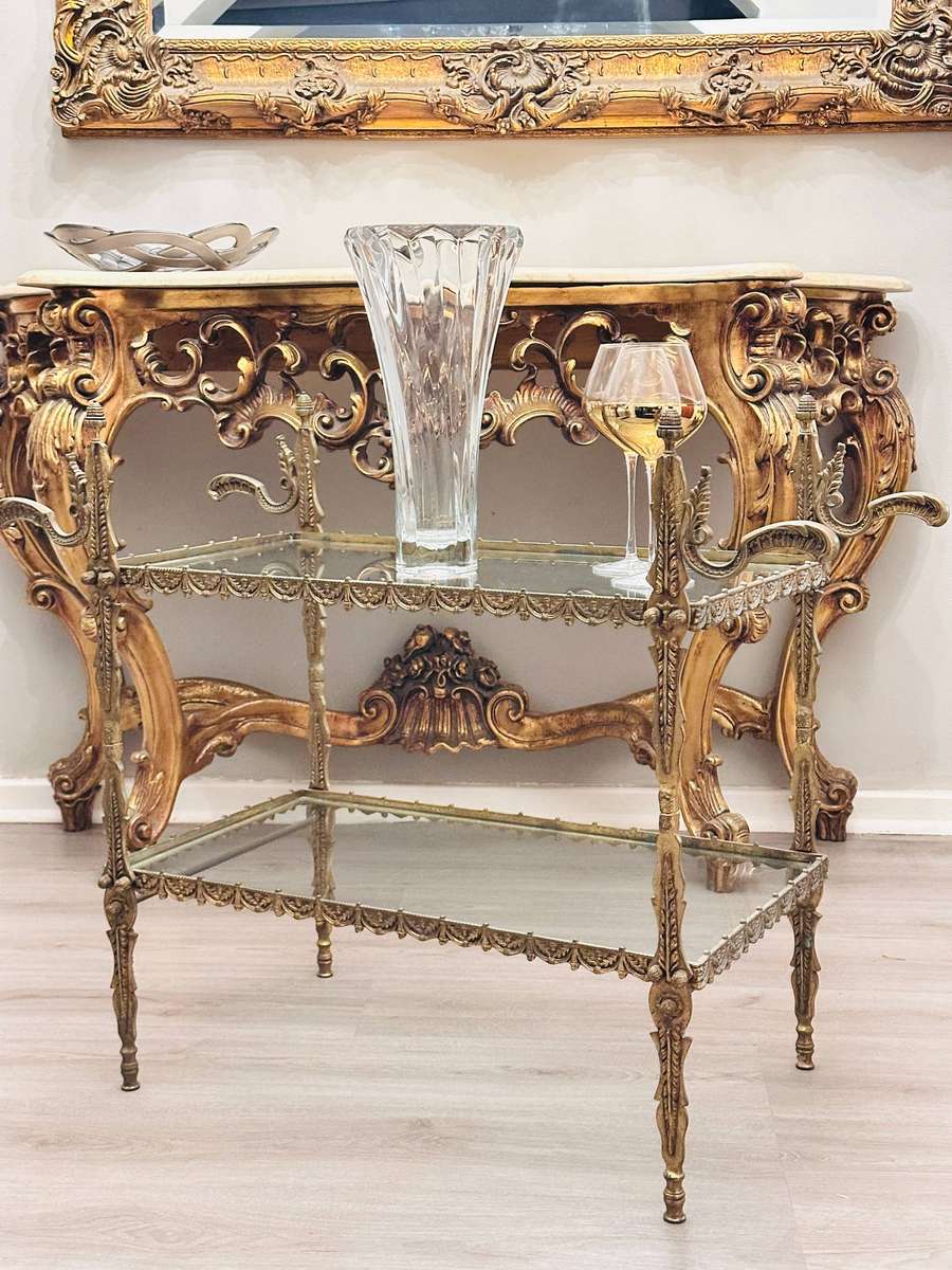 Vintage French Brass Etagere Statement Piece