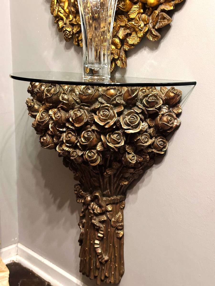 Vintage Italian Regency Gold Gilt Large Statement Console