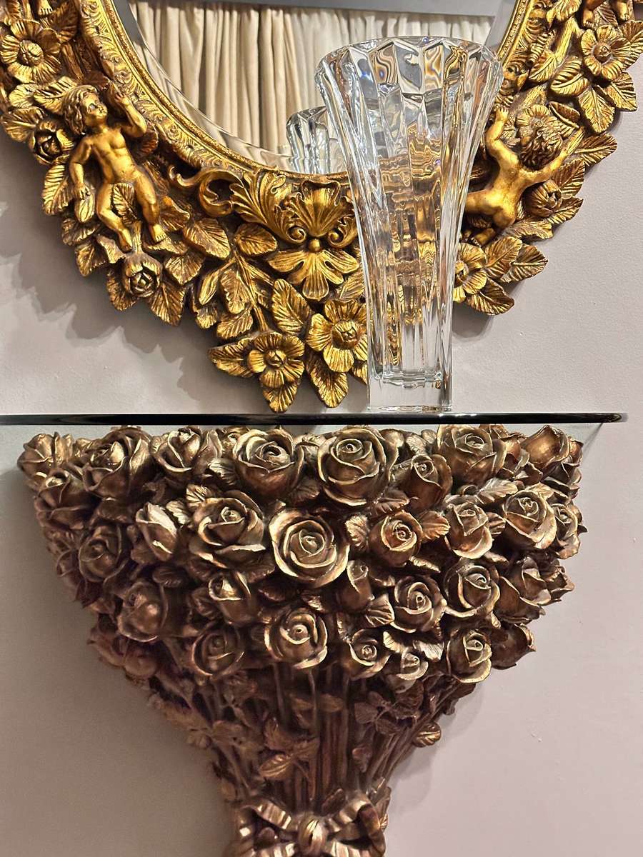 Vintage Italian Regency Gold Gilt Large Statement Console