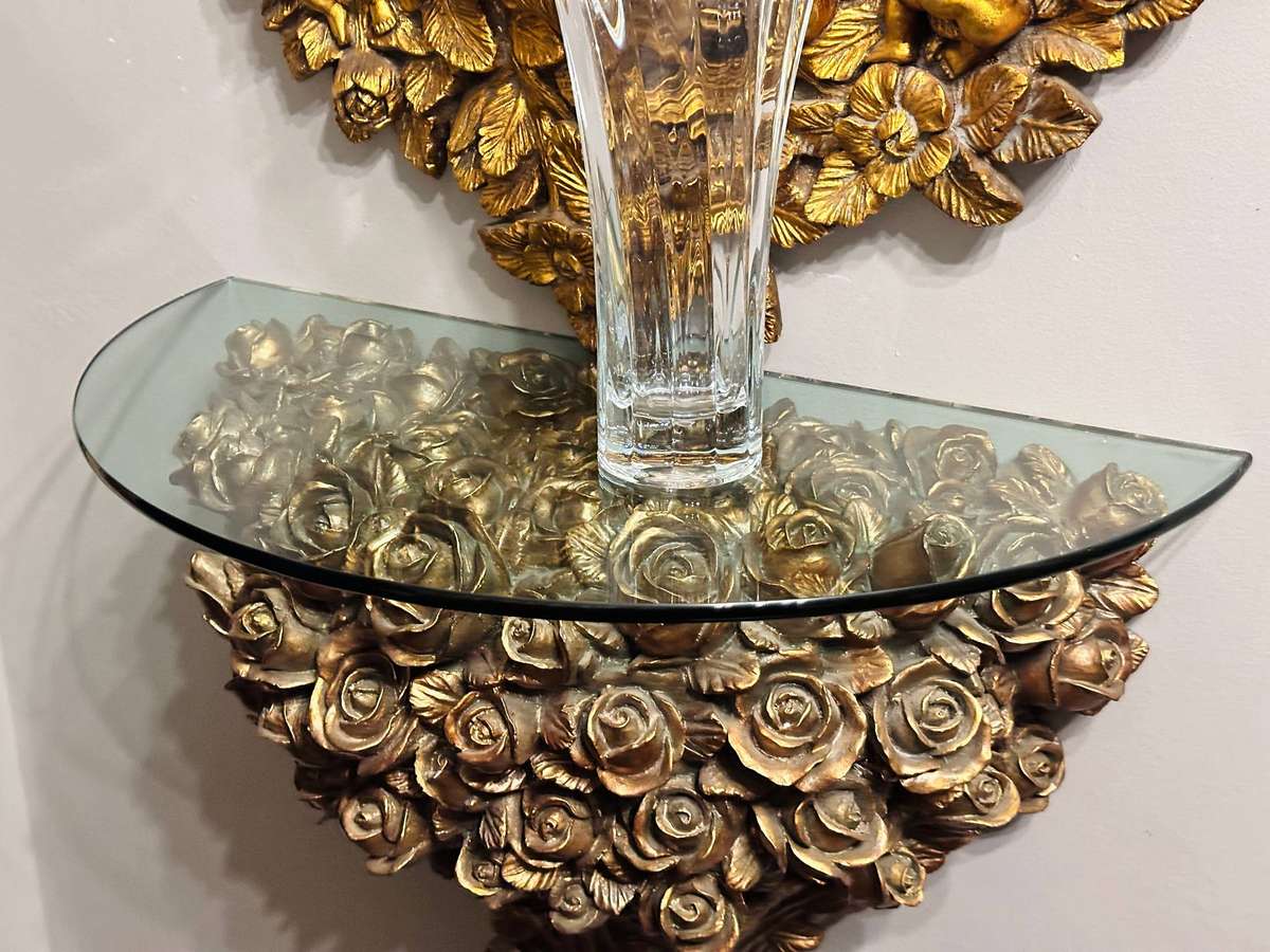 Vintage Italian Regency Gold Gilt Large Statement Console