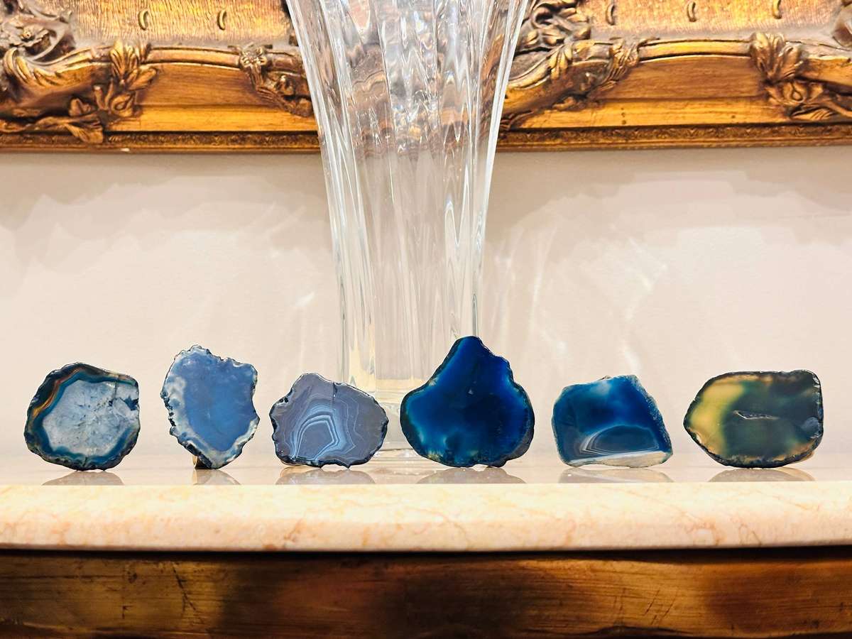 Exquisite Agate Geode Vintage Napkin Ring Set