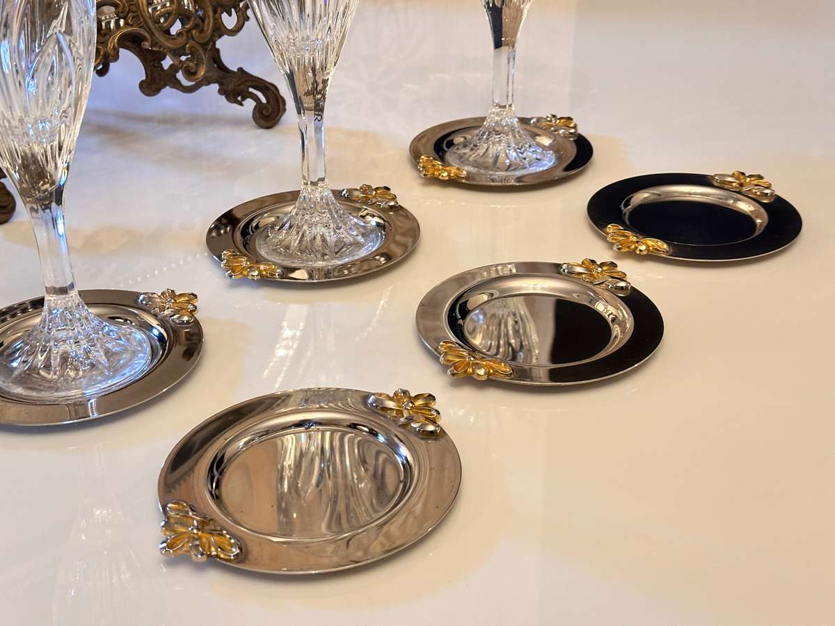 Beautiful Vintage Table setting Glass placement holders- Set of 6