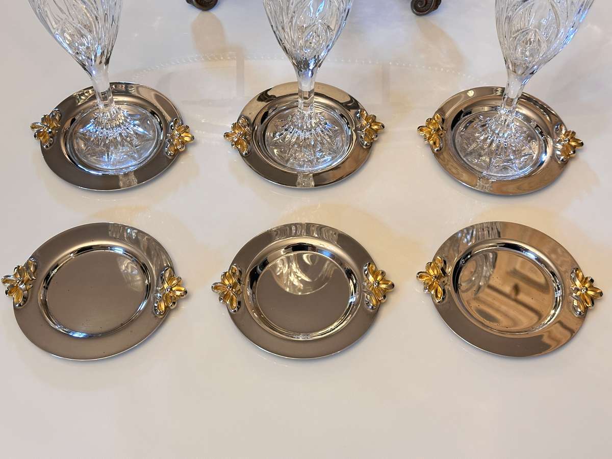 Beautiful Vintage Table setting Glass placement holders- Set of 6