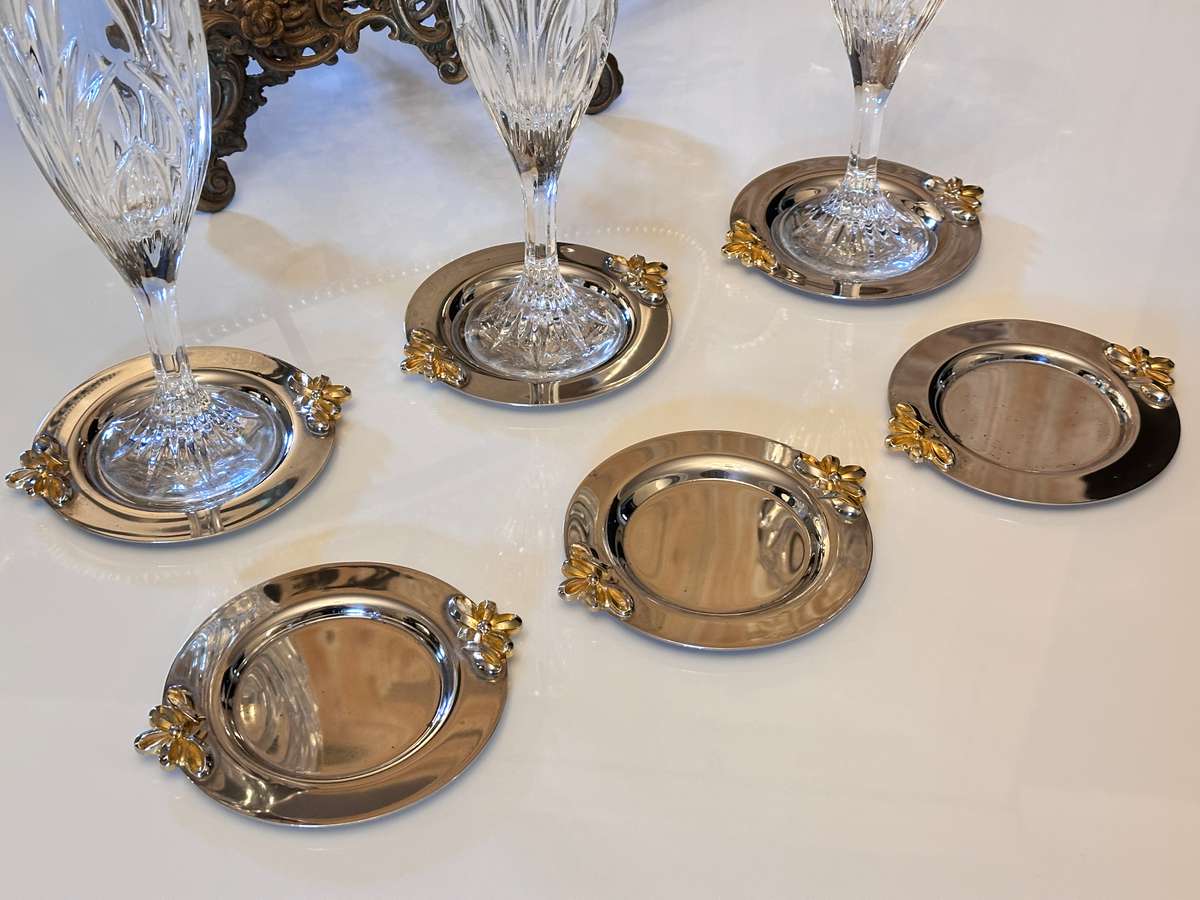 Beautiful Vintage Table setting Glass placement holders- Set of 6