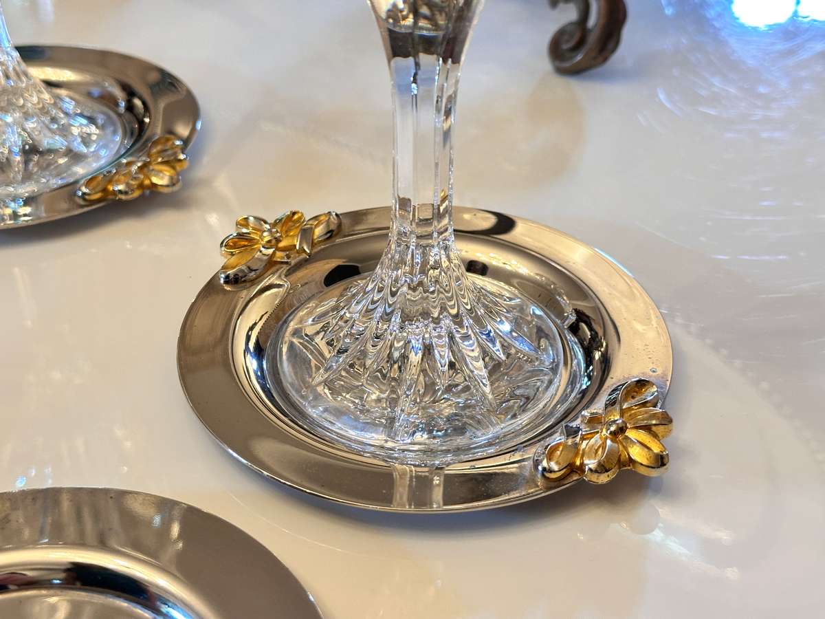 Beautiful Vintage Table setting Glass placement holders- Set of 6