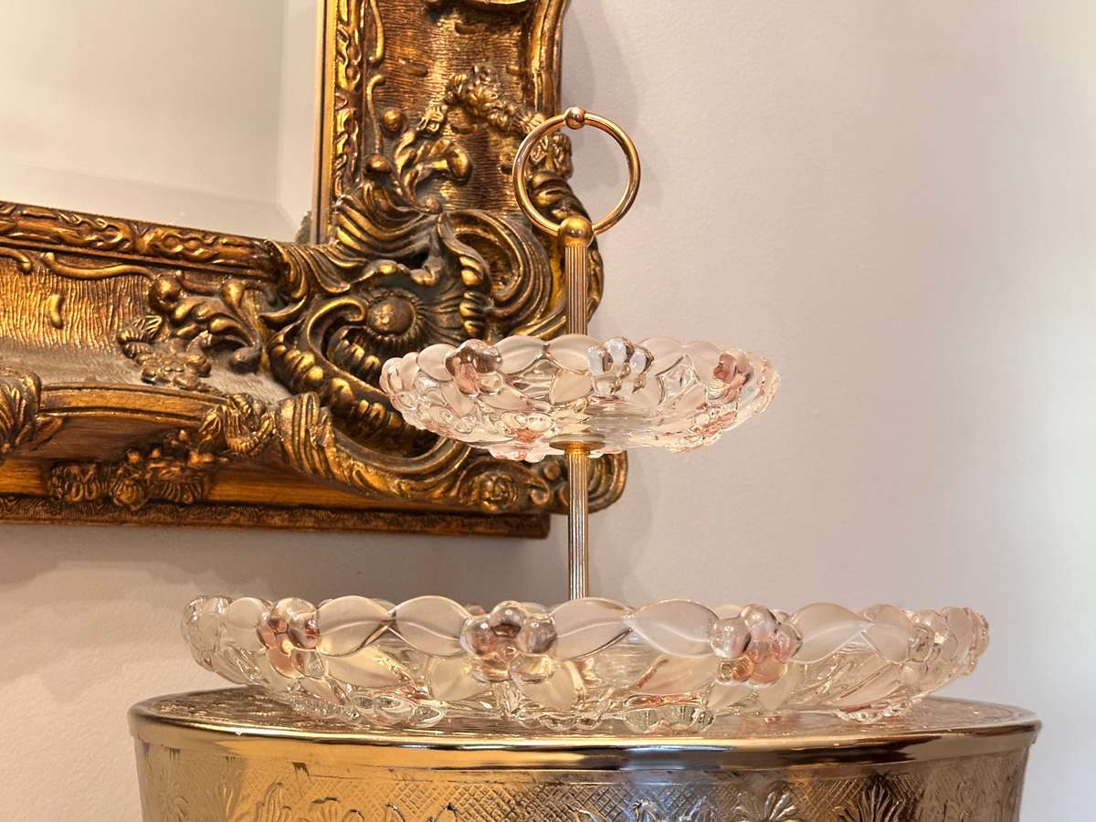 Beautiful Vintage Crystal Tiered Stand