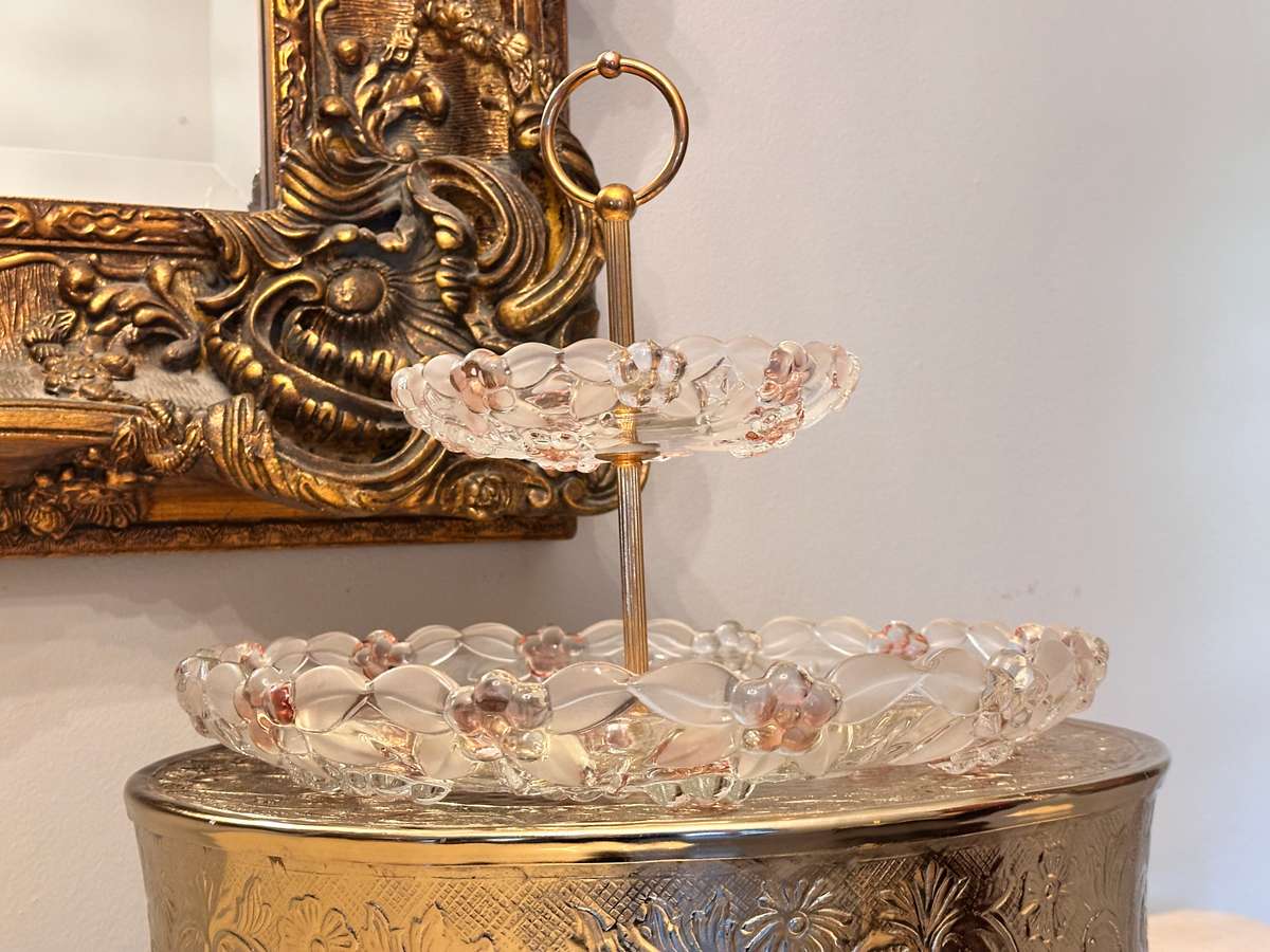 Beautiful Vintage Crystal Tiered Stand