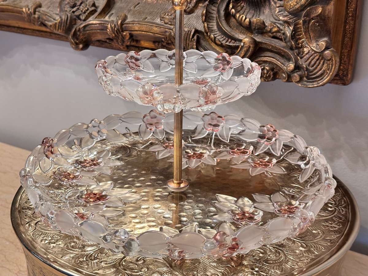 Beautiful Vintage Crystal Tiered Stand