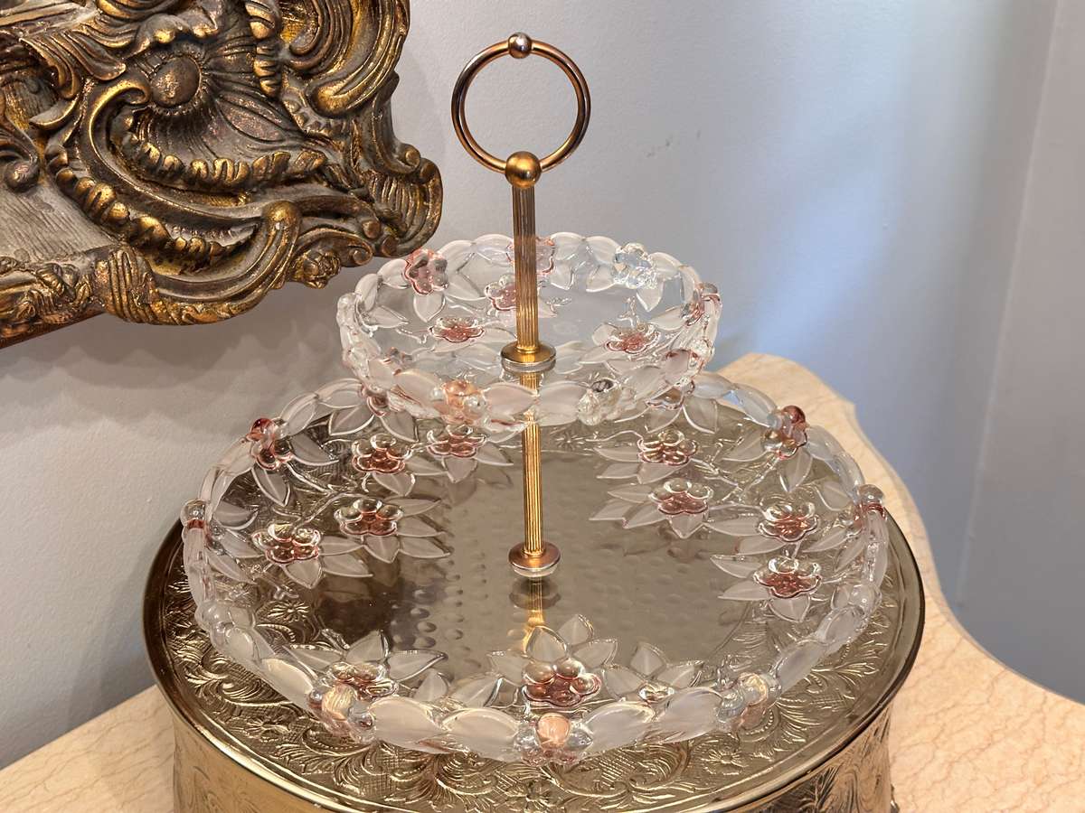 Beautiful Vintage Crystal Tiered Stand