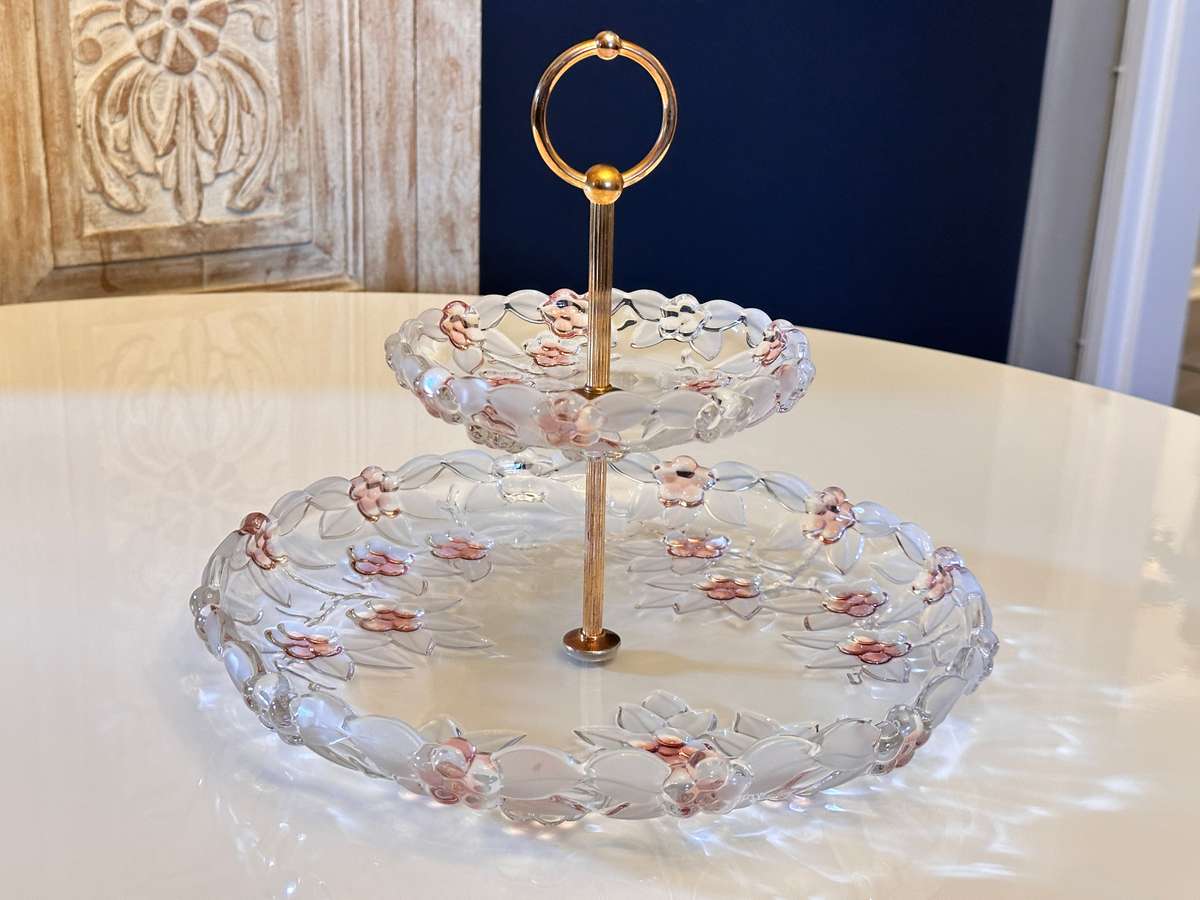 Beautiful Vintage Crystal Tiered Stand