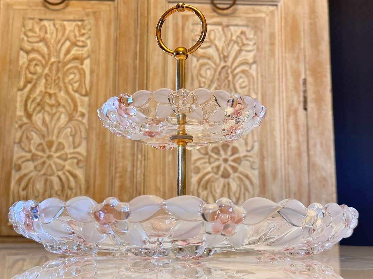 Beautiful Vintage Crystal Tiered Stand