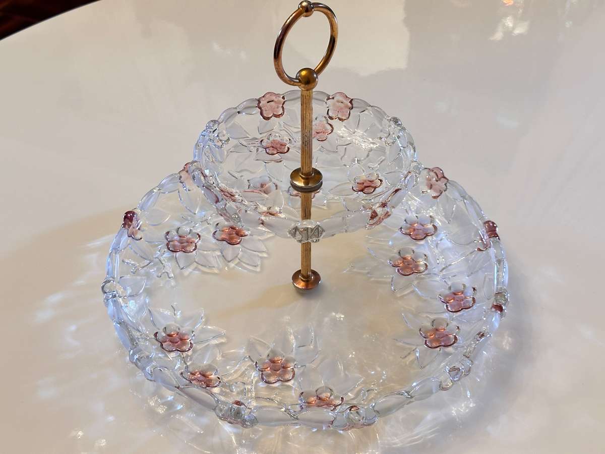 Beautiful Vintage Crystal Tiered Stand