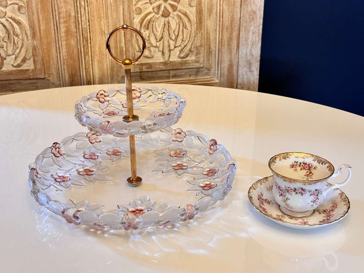 Beautiful Vintage Crystal Tiered Stand