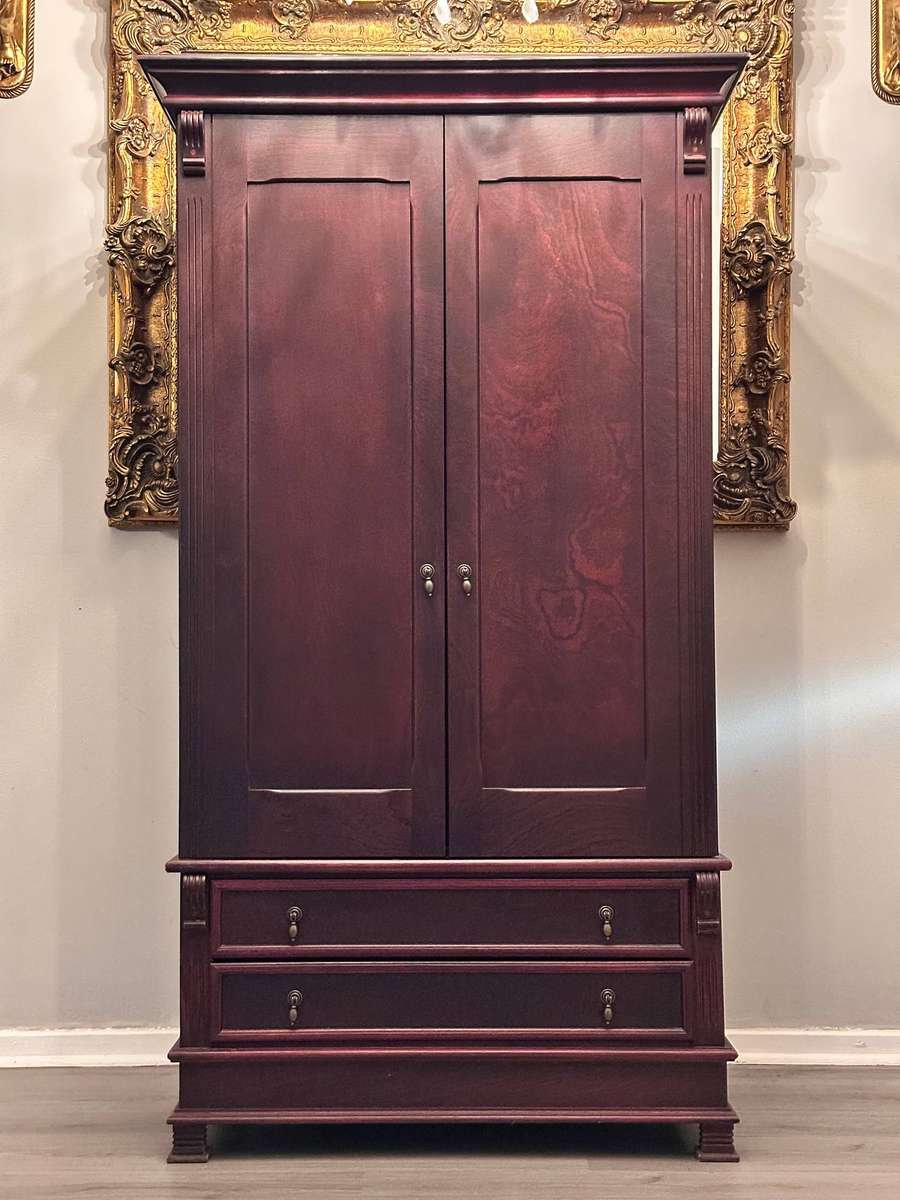 French Vintage Mahogany Large Statement Armoire