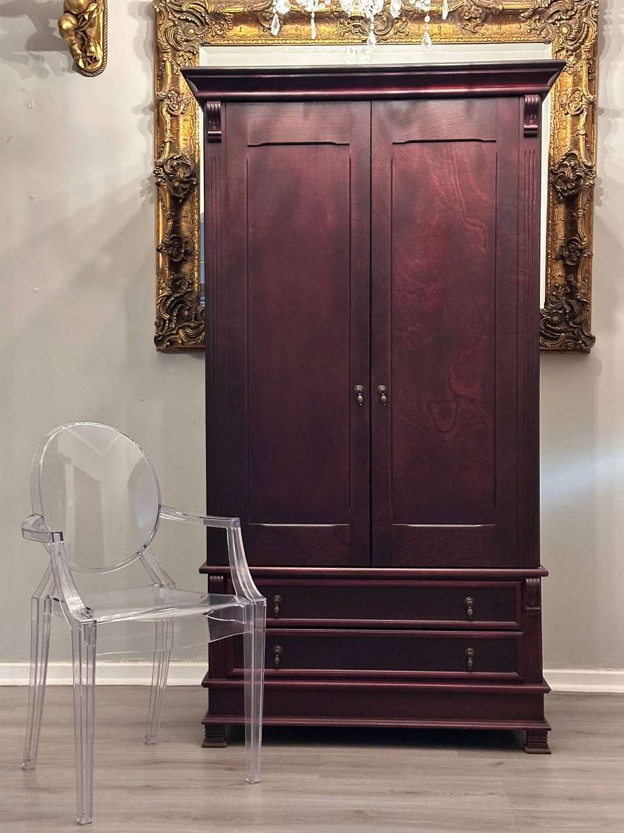 French Vintage Mahogany Large Statement Armoire