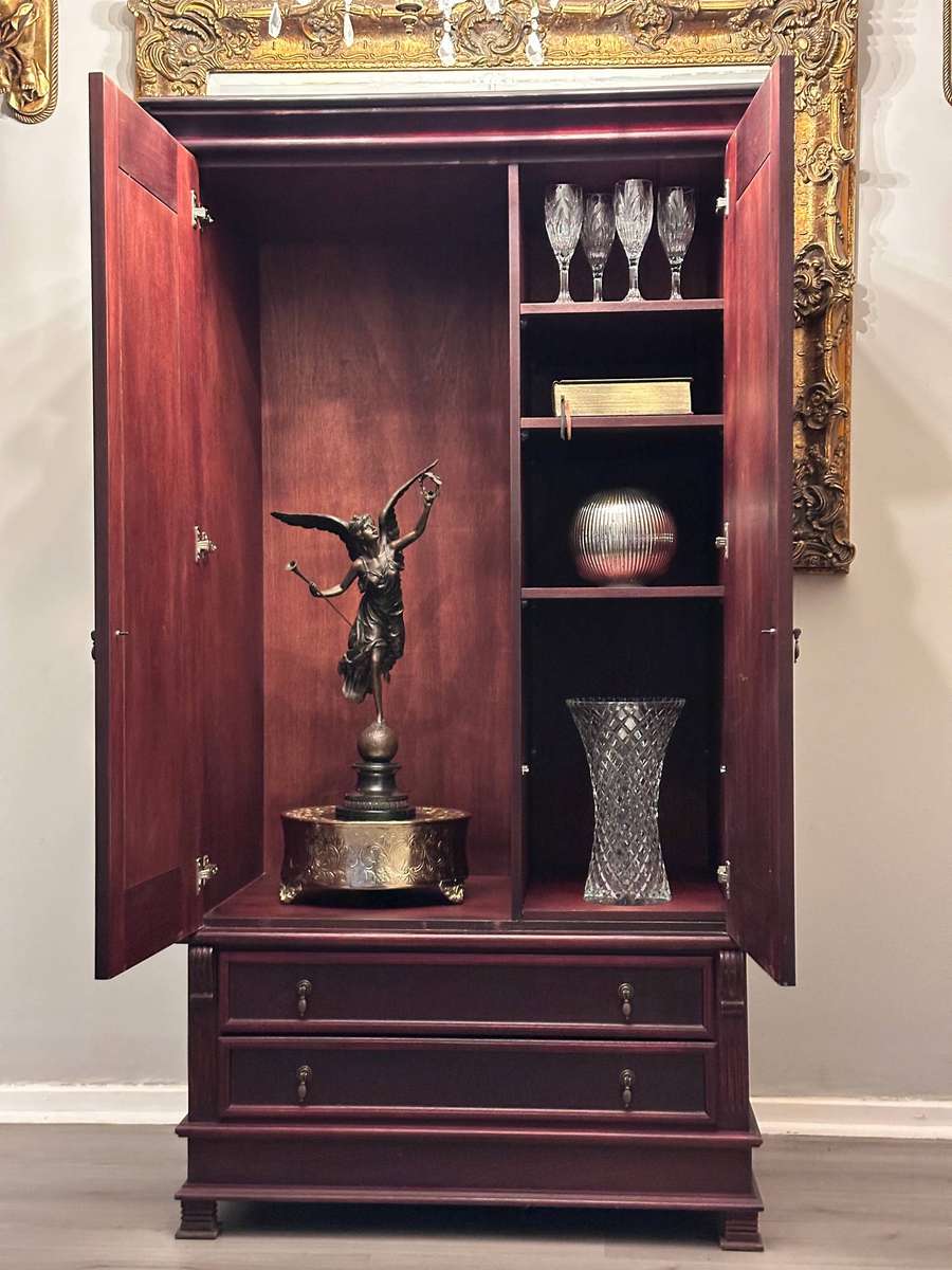 French Vintage Mahogany Large Statement Armoire