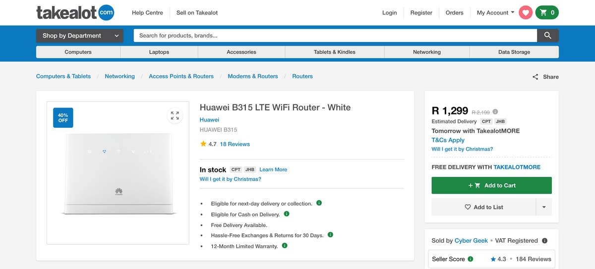 Huawei LTE 4G Wi-Fi SIM Router